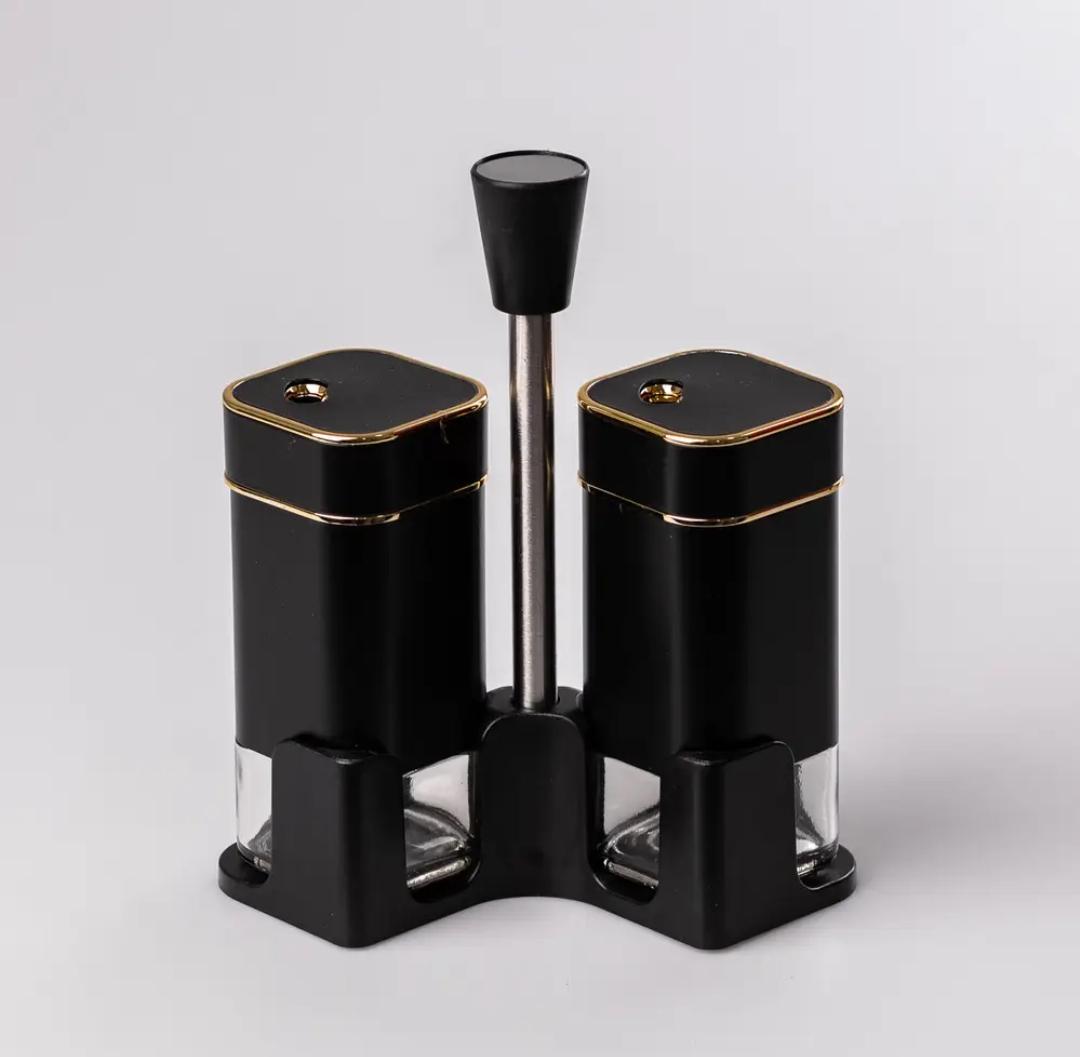 Набір ємностей для спецій TS Kitchen на підставці 3 пр. 120 мл Чорний (17852496) - фото 2