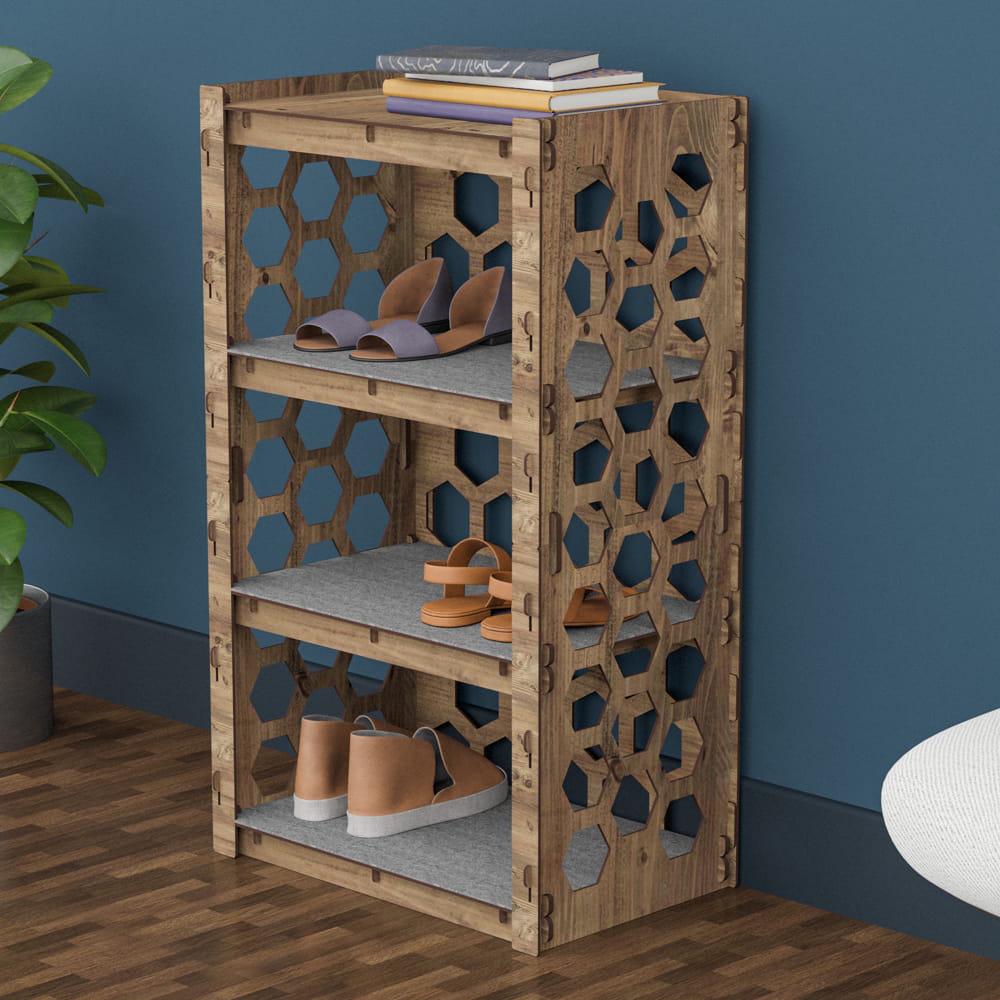 Полка для обуви деревянная Hexagonica Honeycomb на 4 полки 900х528х345 мм (111162) - фото 5