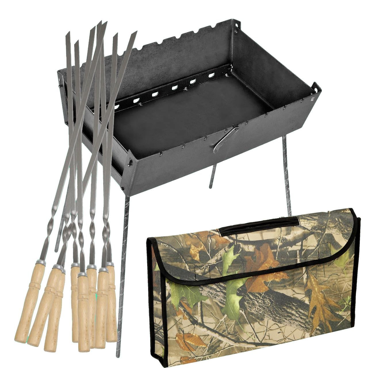 Мангал-валіза 3 мм на 8 шампурів 450х300х140 мм з чохлом та набором шампурів