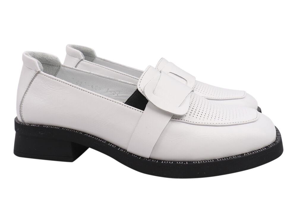 Туфли Guero женские из кожи на низком ходу р. 38 Белый (407-21LTCP)