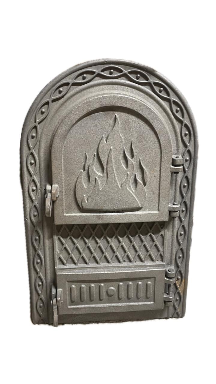 Дверка арковая топочная для печи и камина спаренная чугунная Дверка арковая топочная для печи и камина спаренная чугунная