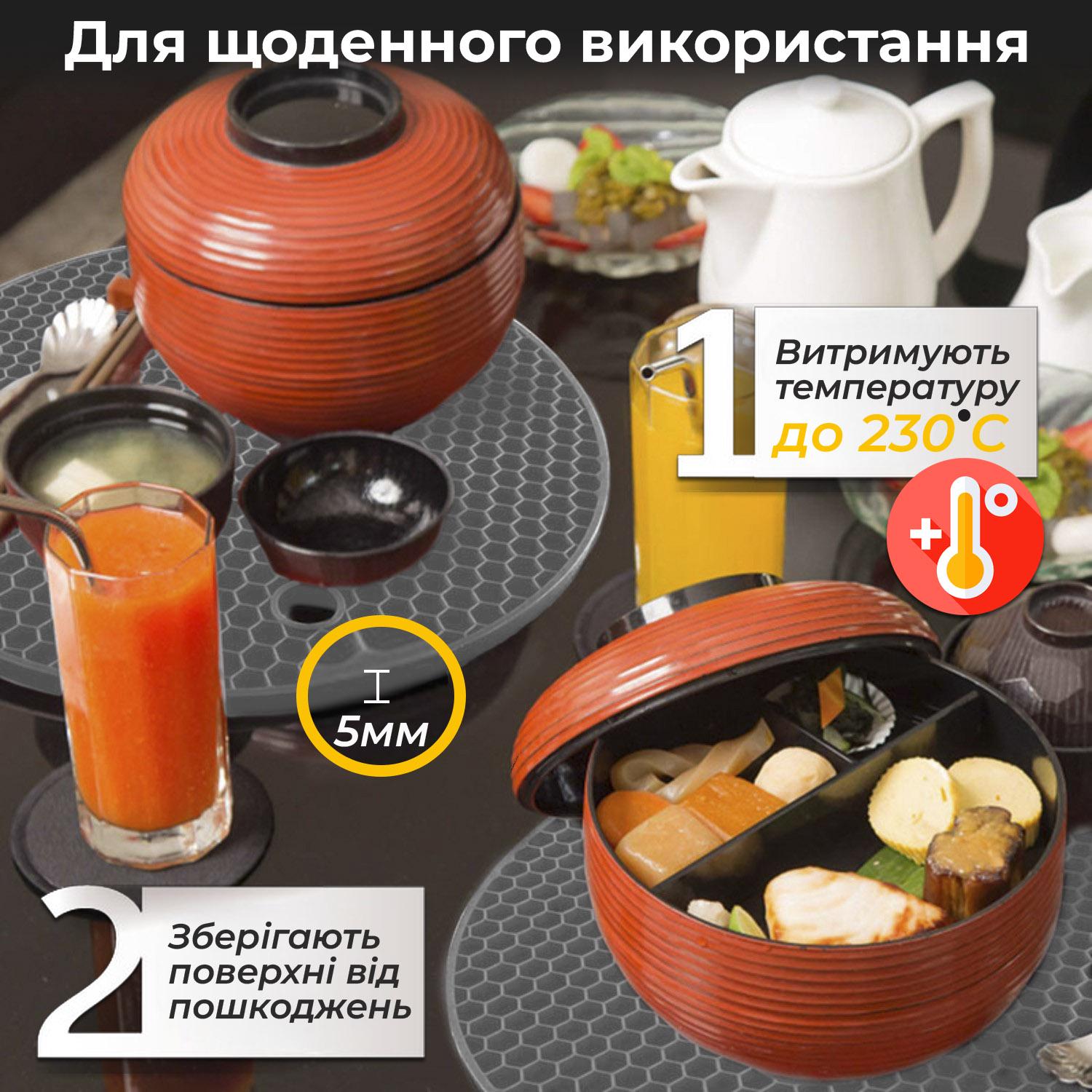 Подставки под горячее силиконовые 3 шт. Серый - фото 6