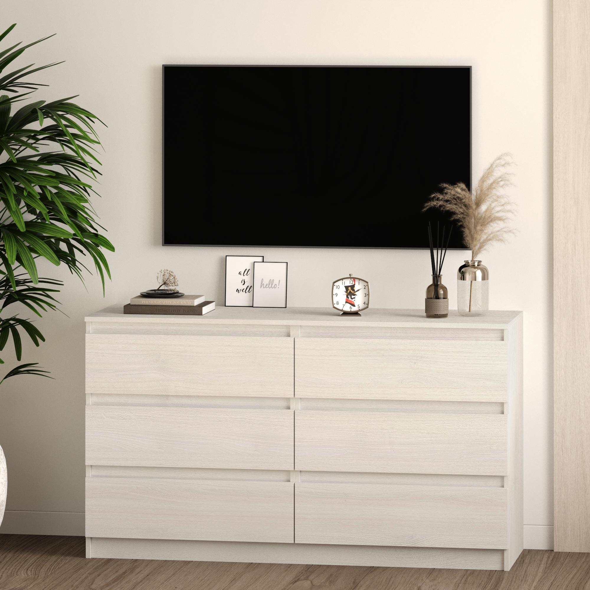 Комод на 6 ящиков без ручек Line TVF6 1400x450x800 мм Шамони Светлый