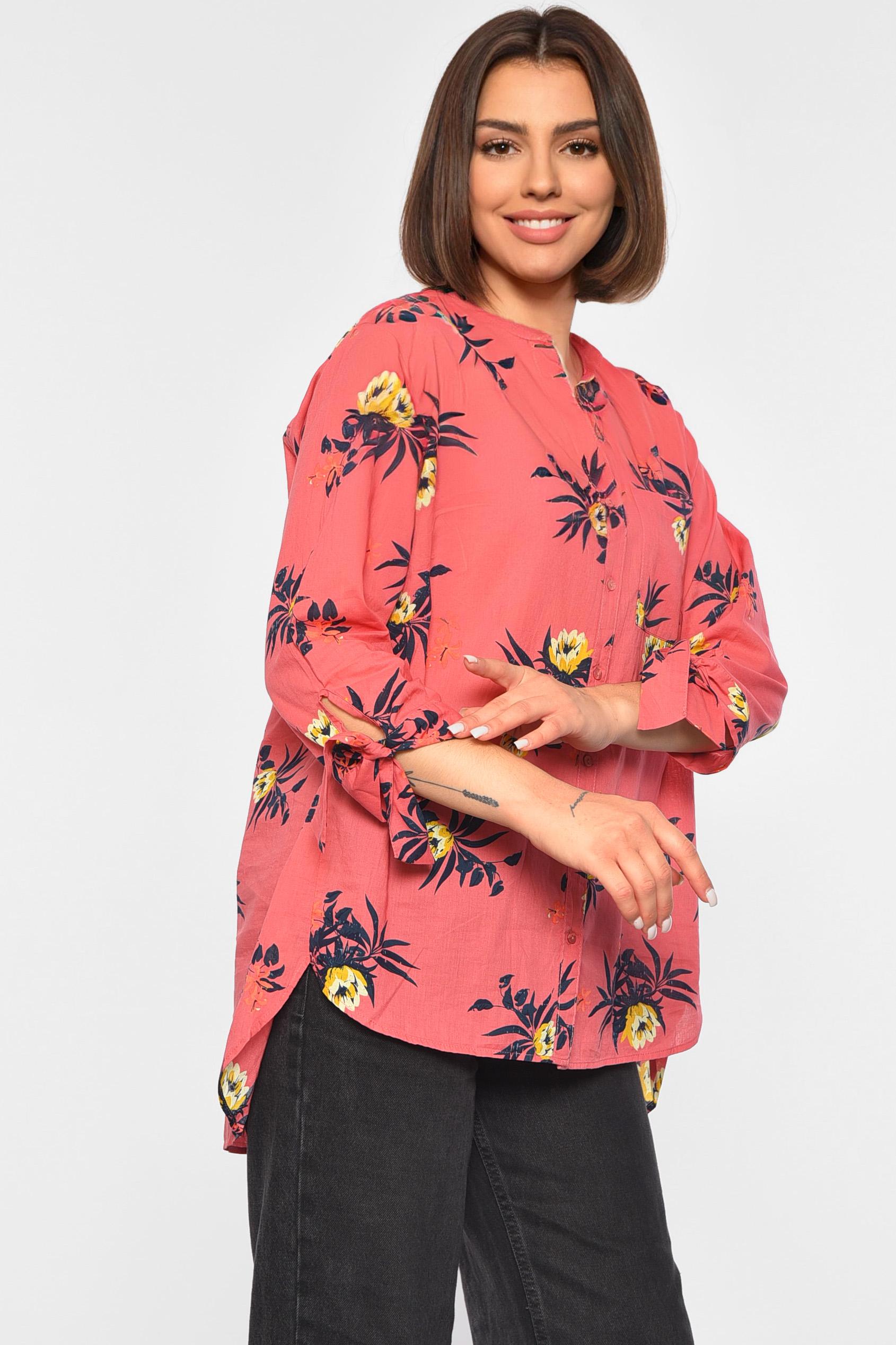 Блуза женская полубатальная р. 48 Коралловый (189066) - фото 2 Блуза женская полубатальная р. 48 Коралловый (189066) - фото 2