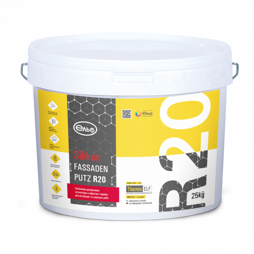 Декоративна штукатурка силіконова короїд Elf Silikon-Fassadenputz R20 25 кг Білий
