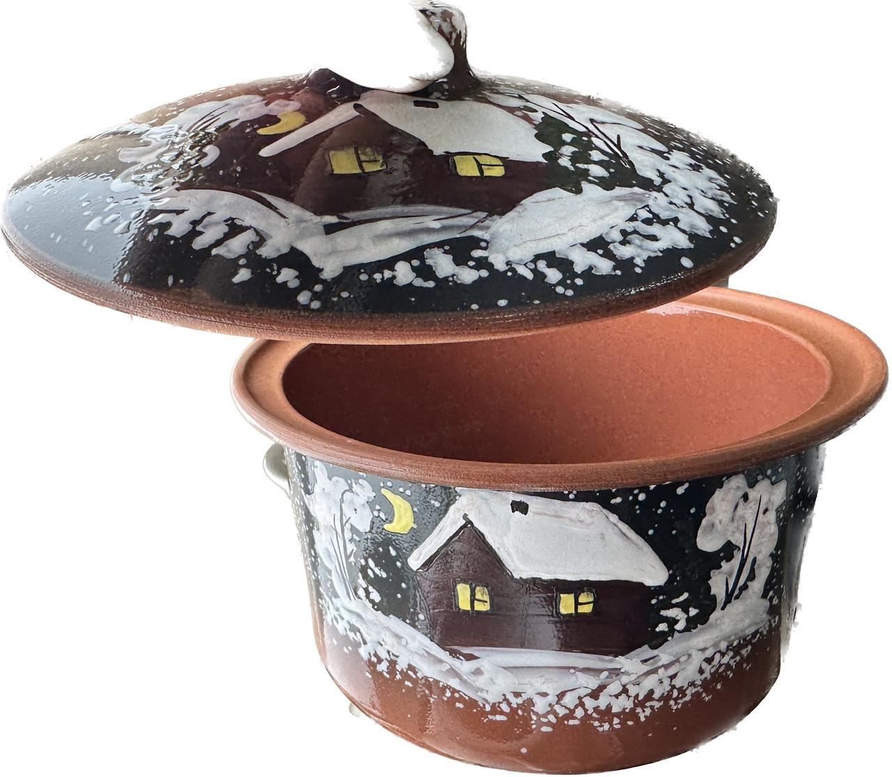 Кастрюля глиняная для кутьи Зима 2 л 15х20 см - фото 4 Кастрюля глиняная для кутьи Зима 2 л 15х20 см - фото 4