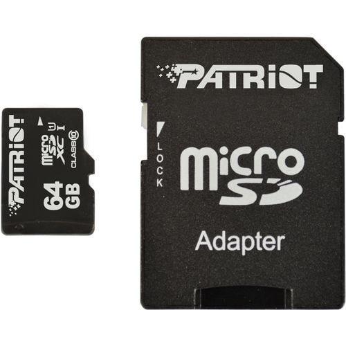 Карта памяти Patriot LX Series microSDXC UHS-1 64 Gb class 10 (adapter SD)