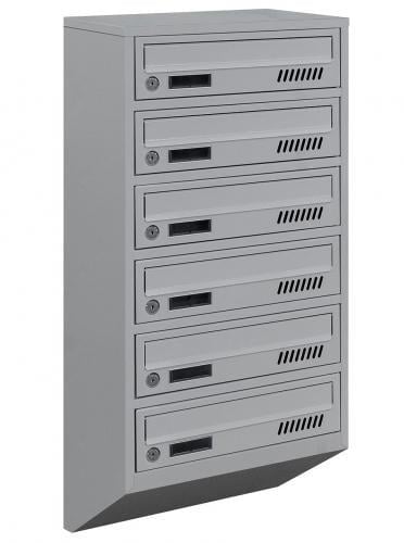 Почтовый ящик Галиндустрия Е1-06-А металлический многосекционный на 6 квартир Серый (132-119-000004671)