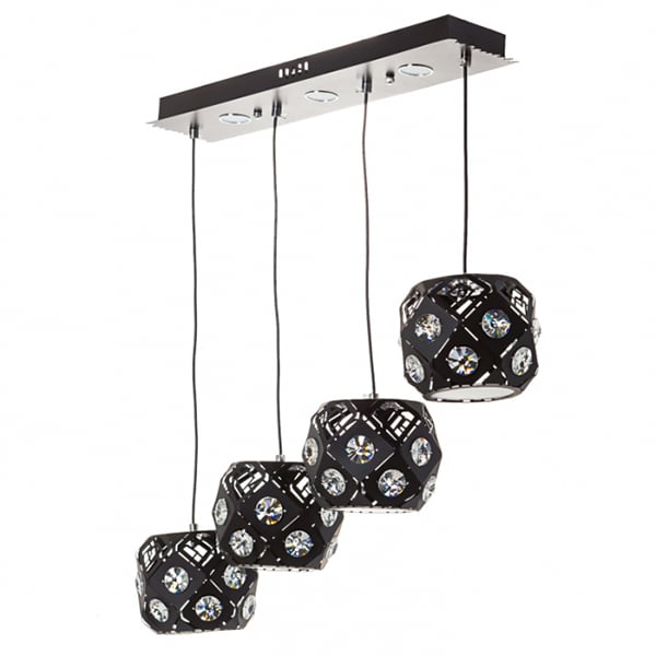 Люстра-подвес Flora на 4 лампы полусферы с камнями Черный (FE008/4bk) Люстра-подвес Flora на 4 лампы полусферы с камнями Черный (FE008/4bk)