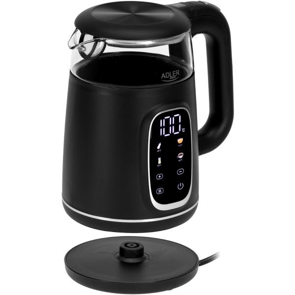 Электрочайник Adler AD 1305 стеклянный с установкой температуры 2200 Вт 1,7 л Black/Silver (AD1305BS) - фото 5