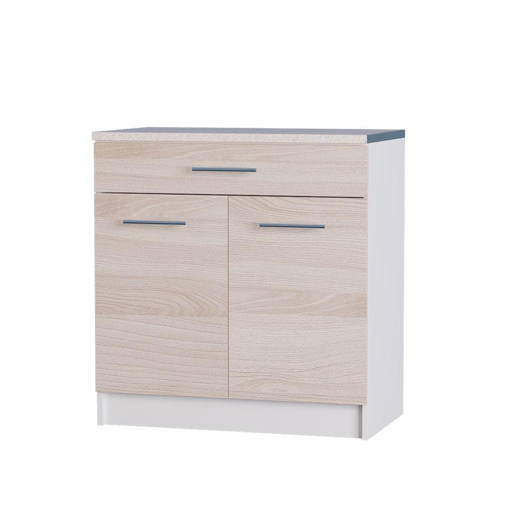 Модуль кухонный нижний с шухлядой Эверест Эко 800 со столешницей 80х46х82 см Ясень Шимо светлый/Белый (DTM-2911)