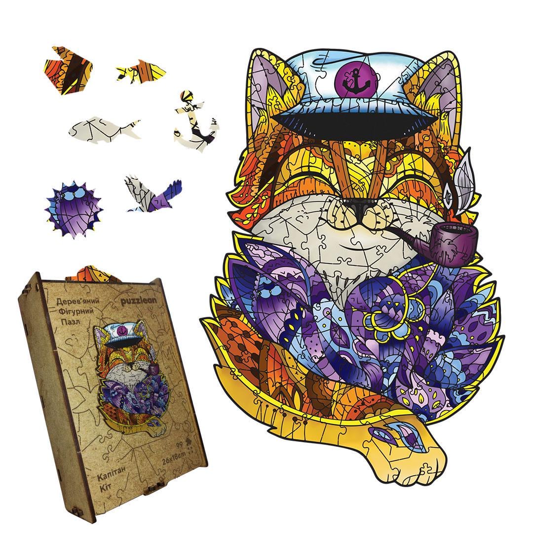 Пазл дерев'яний Капітан Кіт А2 картонна коробка 300+ елементів Пазл дерев'яний Капітан Кіт А2 картонна коробка 300+ елементів