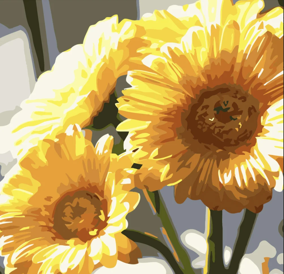 Картина по номерам Strateg Трио гербер 40х40 см (SK036)