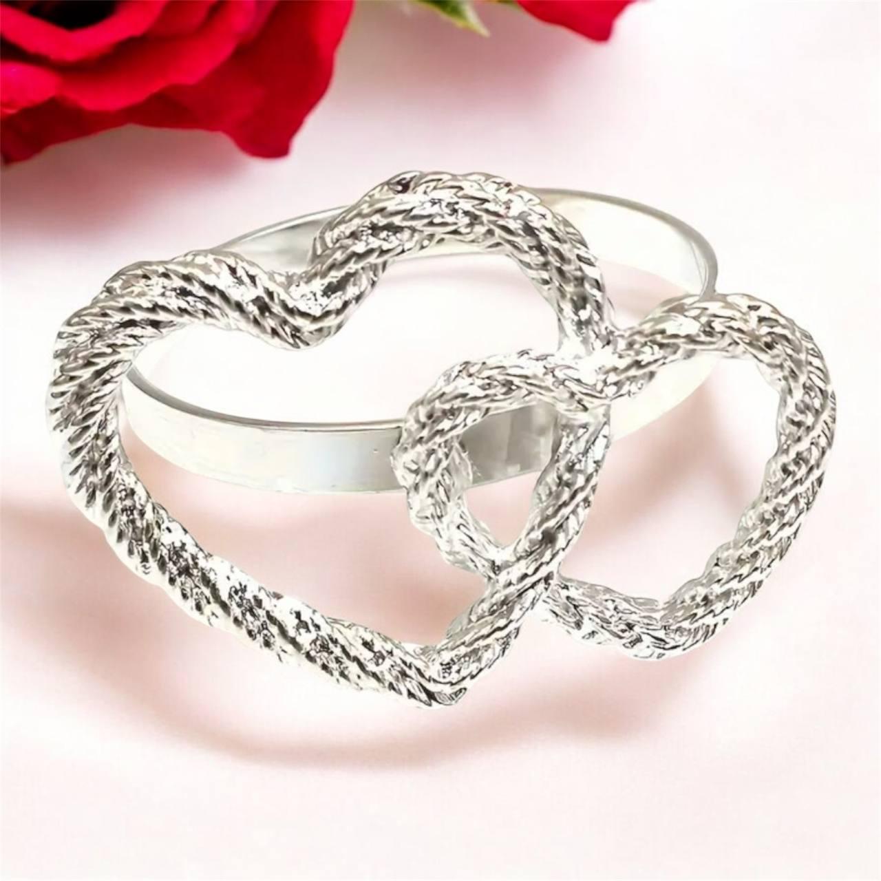 Набор колец для салфеток Сердца Leeseph 2 шт. Silver