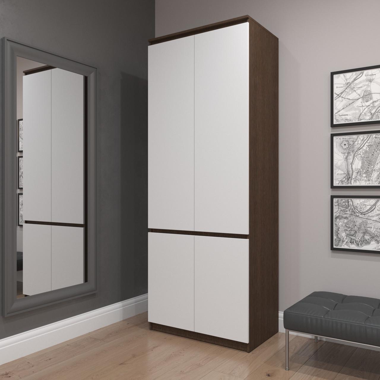 Шафа гардеробна Вайс R-10 802х500х2110 мм Венге Темний/Білий фасад (30822956) - фото 1 Шафа гардеробна Вайс R-10 802х500х2110 мм Венге Темний/Білий фасад (30822956) - фото 1