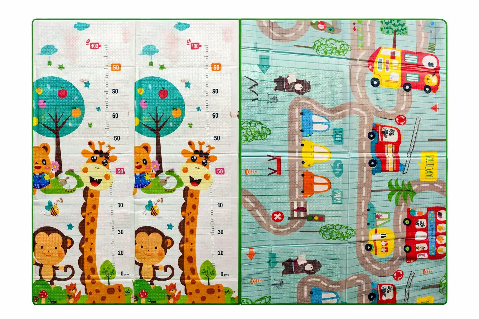 Развивающий коврик детский двухсторонний Зверята/Дорога термо из эко-полиуретана до 7 лет 200х200 см (31870730)