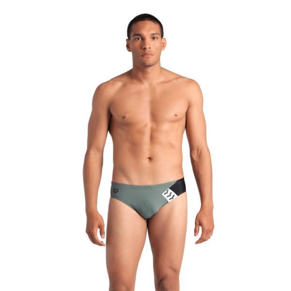 Плавки-слипы для мужчин Arena STRIPE SWIM BRIEFS р. 105 Оливковый/Черный (007929-650 105) - фото 3