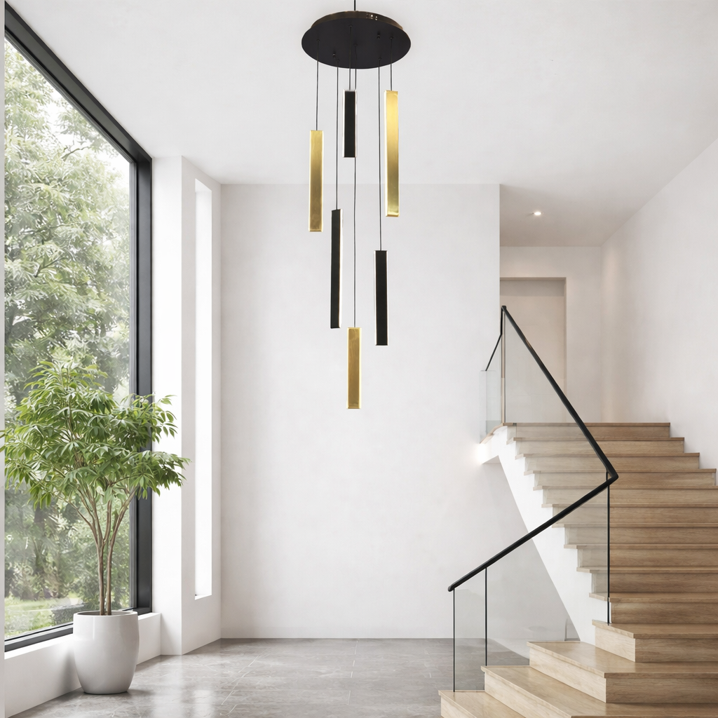 Люстра Stick LED нейтральный свет на черных элементах теплый свет на латунных элементах 85W (2036/BK/GD)