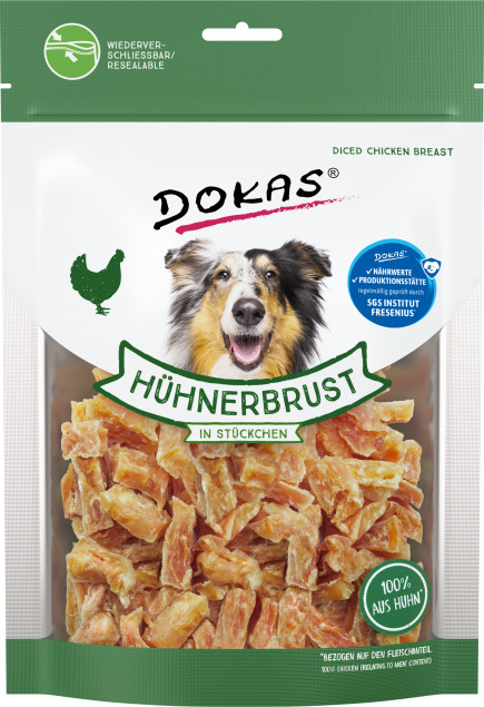 Жевательное лакомство Dokas - с кусочками куриной грудки для собак- 200г