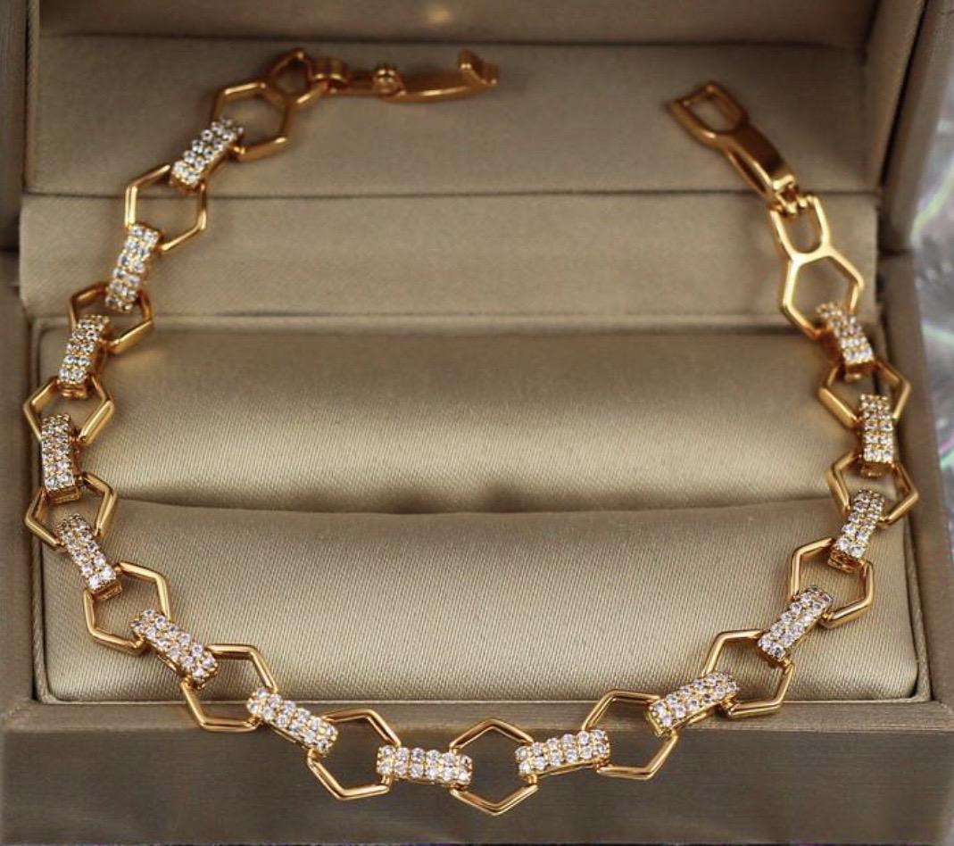 Браслет Xuping Jewelry Гексагон 19 см 8 мм Золотистый (1865612884)