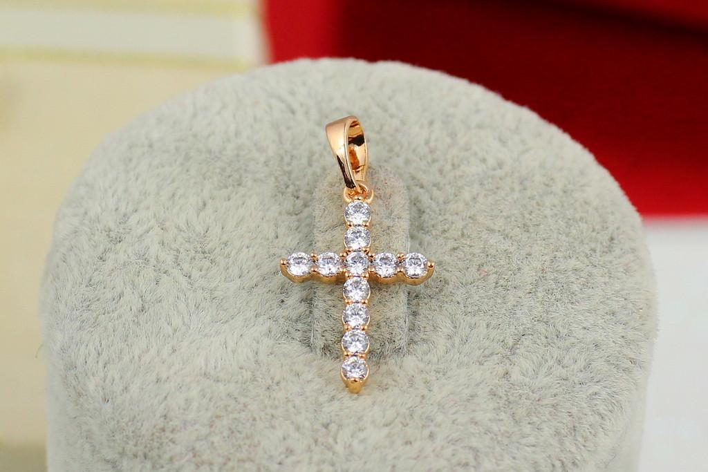 Крестик Xuping Jewelry с камнями 2 см Золотистый