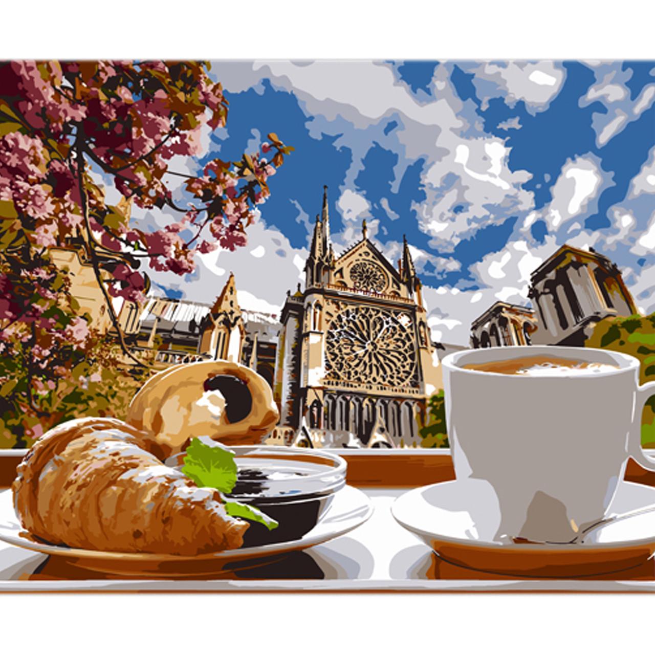 Картина по номерам Strateg Завтрак в Лондоне на цветном фоне 40х50 см (MZ075)