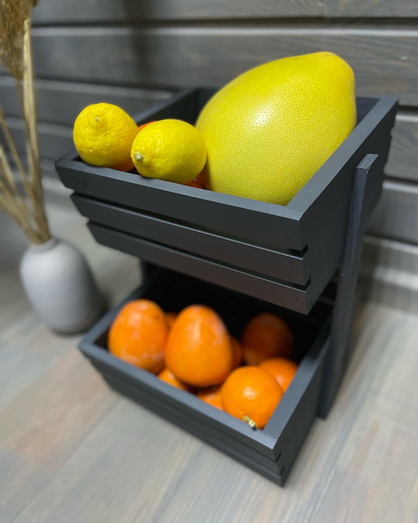 Ящик-фруктовниця дерев'яна 2 яруси Графіт (230) - фото 3 Ящик-фруктовниця дерев'яна 2 яруси Графіт (230) - фото 3