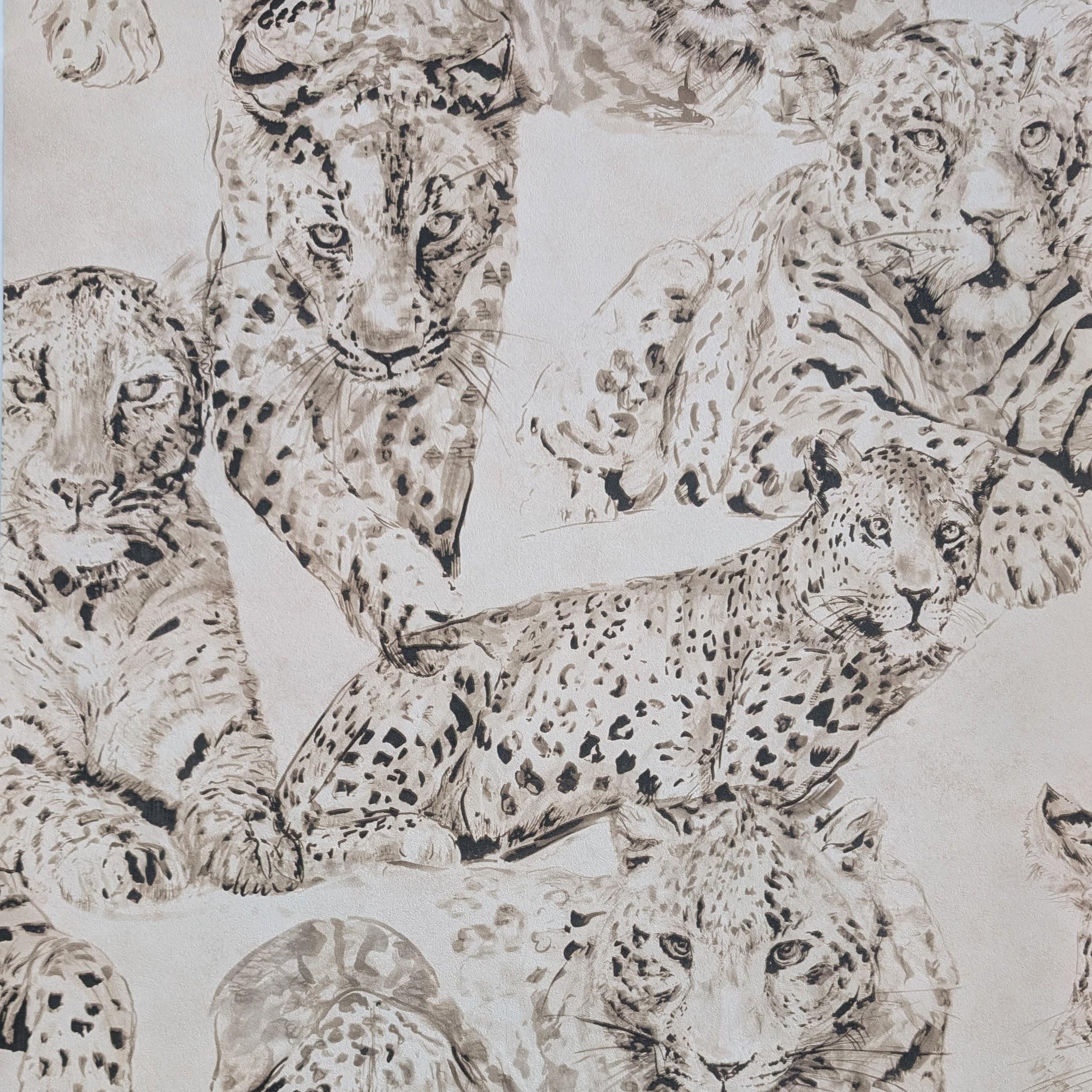 Обои виниловые Decoprint Blooming BL22721 Пантера на флизелиновой основе 53 см Бежевый (31119768)