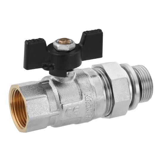 Кран-американка кульовий Kroner 1" ВЗ PN40 латунь прямий (SVR-CV033222) - фото 2 Кран-американка кульовий Kroner 1" ВЗ PN40 латунь прямий (SVR-CV033222) - фото 2