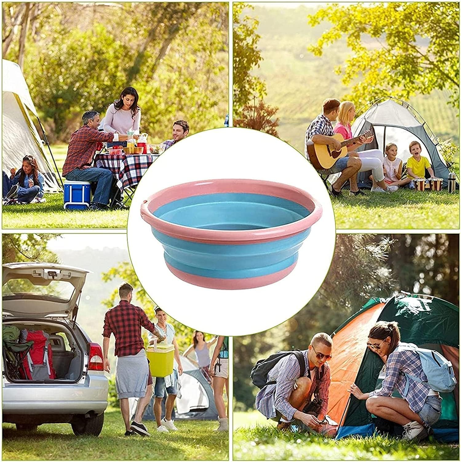 Таз-миска складаний пластиковий 23x20x8,5 см Рожевий - фото 5