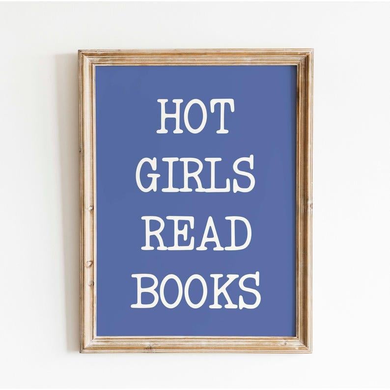 Постер Hot Girls Read Books бумажный Синий (ZC-PT-003)