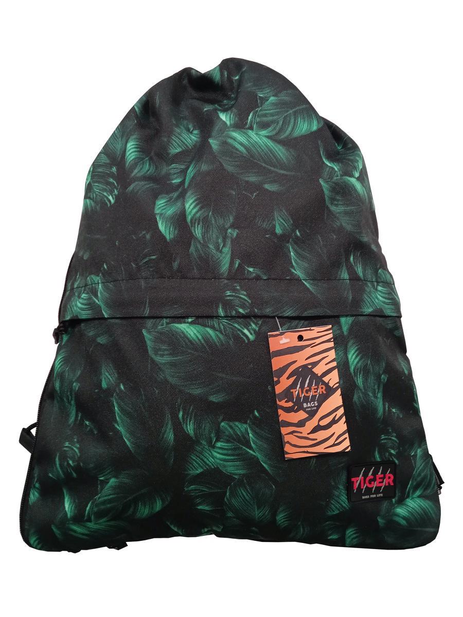 Рюкзак-мешок для обуви Tiger Print Листья с расширителем и карманом (R651206)