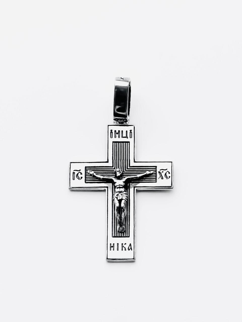 Крестик изысканный серебряный с чернением из 925 пробы (КДУ- 29)