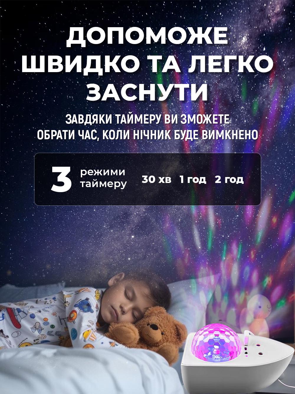 Ночник проектор Andowl Q-RG60X1 RGB звездное небо с пультом от USB Белый (650468d0) - фото 6