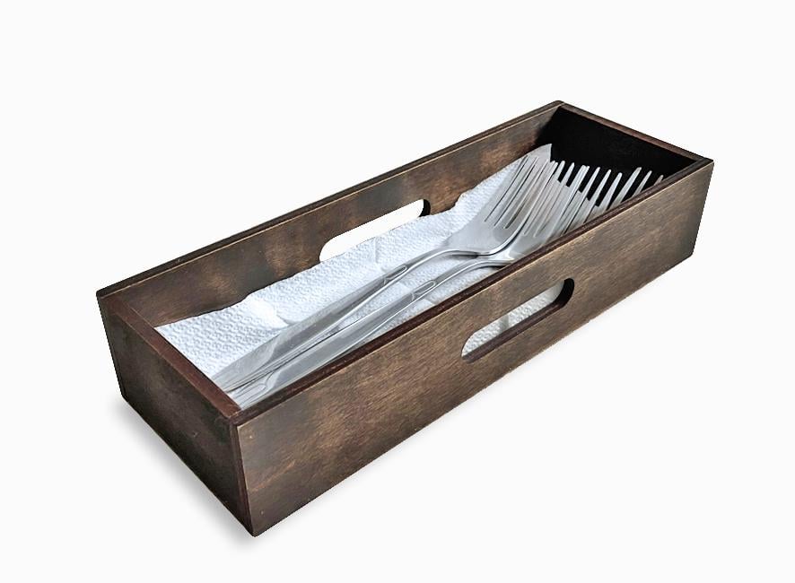 Підставка для столових приладів з дерева для закладів HoReCa 25х9х5 см Коричневий (КІТ 002)