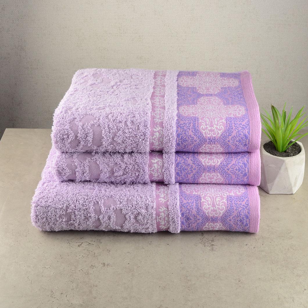 Набор махровых полотенец GM Textile Azi 50х90/70х140 см 3 шт. Сиреневый