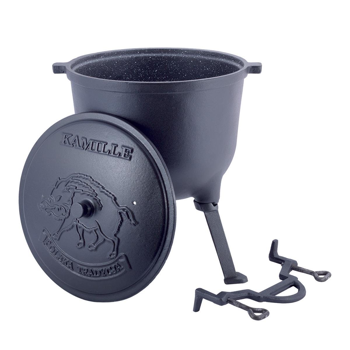 Котел чугунный с крышкой Kamille KM-4802M эмалированный на ножках 10 л (29-84-4802M)