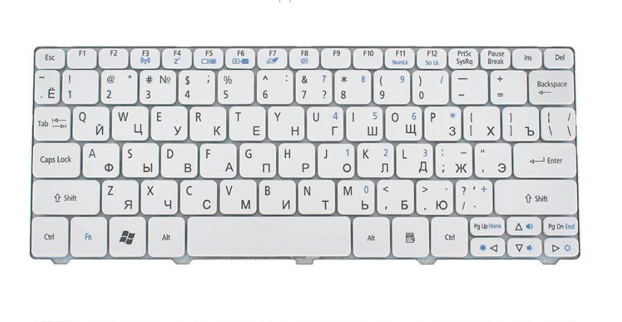 Клавиатура для ноутбука Acer Packard Bel Dot S NILE Белый (160936) Клавиатура для ноутбука Acer Packard Bel Dot S NILE Белый (160936)