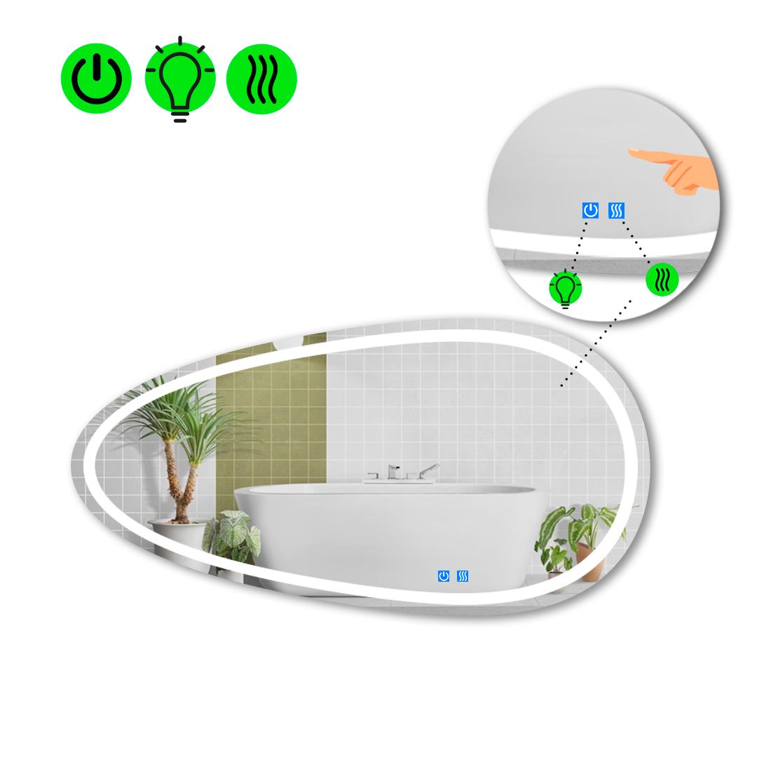 Зеркало с LED подсветкой Occhio 1 с двумя сенсорами 120x60 см (8737137)
