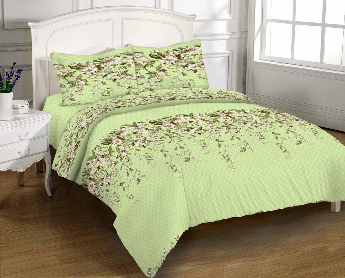 Комплект постельного белья Zastelli 3-914 Ля Флер бязь евро 200х220 Зеленый (13934)