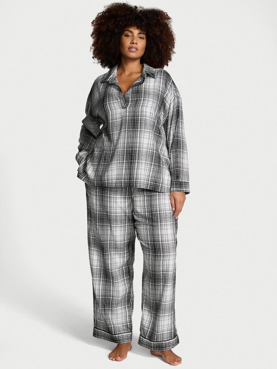 Пижама Victoria's Secret Flannel Popover фланелевая S Серый (2543096963)