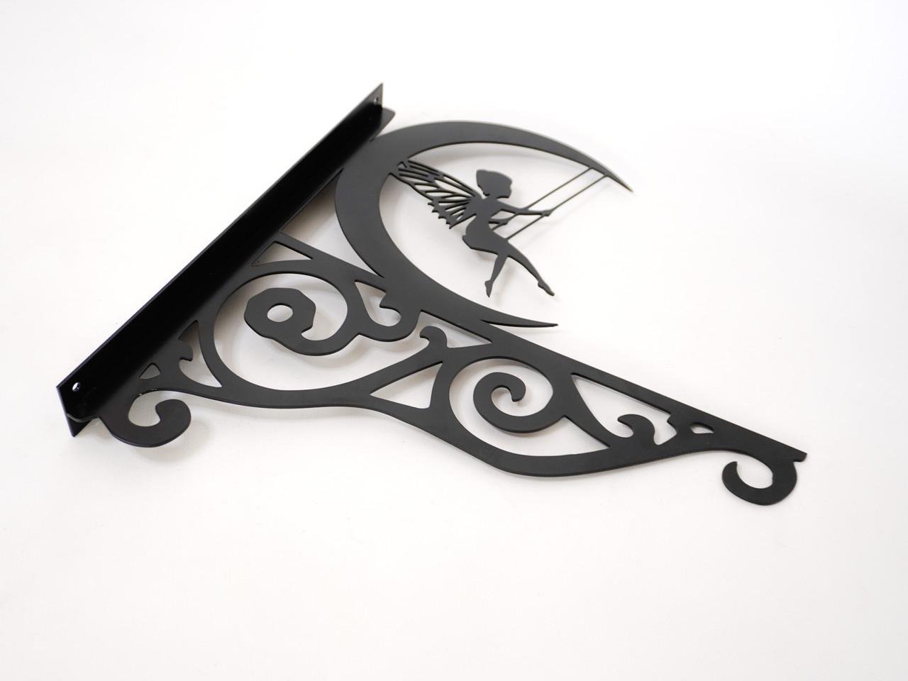 Кронштейн Фея на качели для кашпо с цветами метал Черный (Б014) - фото 2 Кронштейн Фея на качели для кашпо с цветами метал Черный (Б014) - фото 2