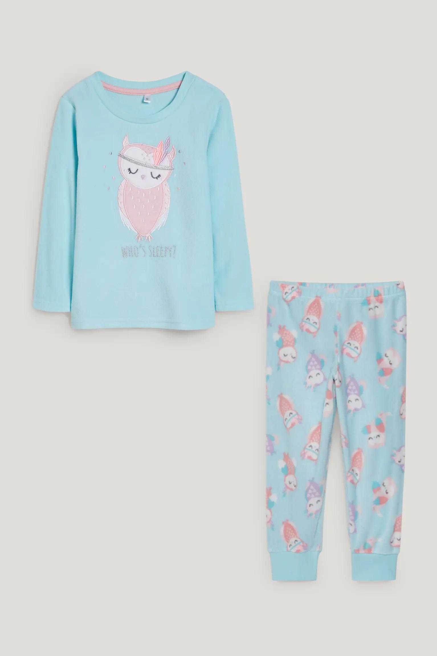 Пижама флисовая для девочки C&A 128 см Turquoise (2153179)