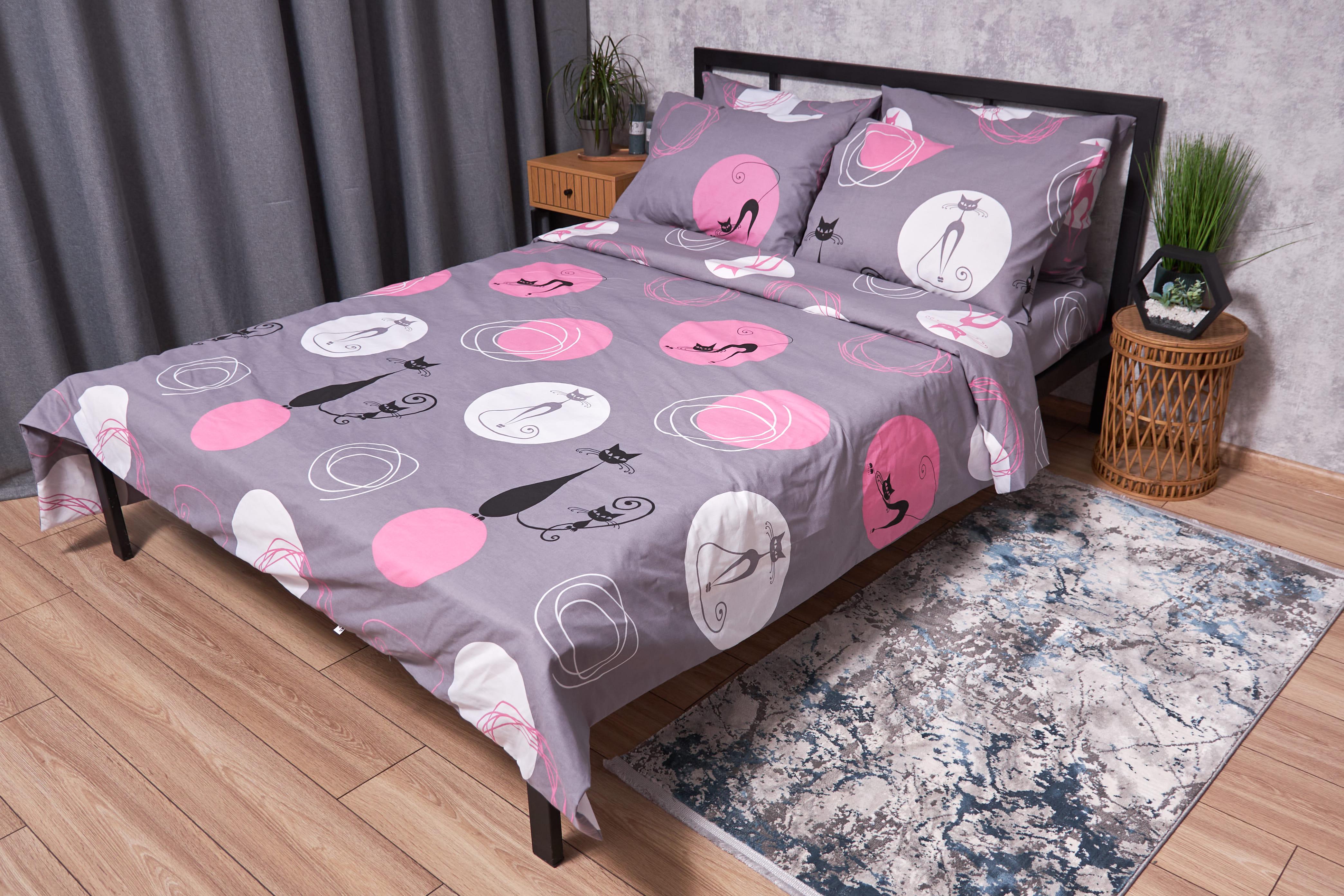 Пододеяльник Moon&Star Gold Люкс Mauve Cats бязь евро полуторный 160х220 см (MS-870000161)