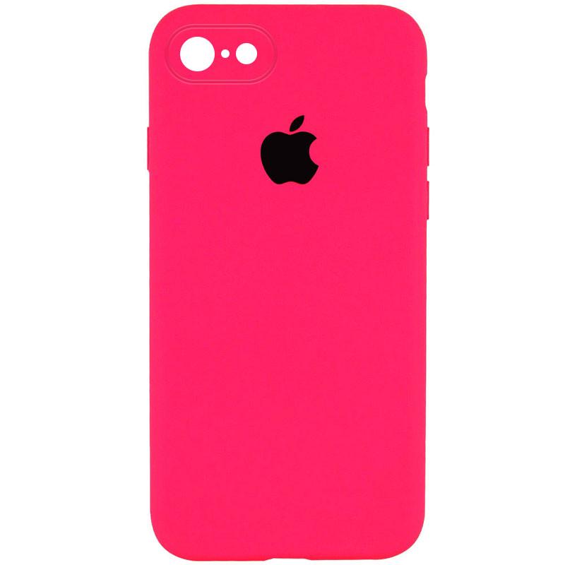 Противоударный чехол Silicone Case Square Full Camera Protective (AA) для Apple iPhone 7 / 8 / SE (2020) (4.7") Розовый / Barbie pink