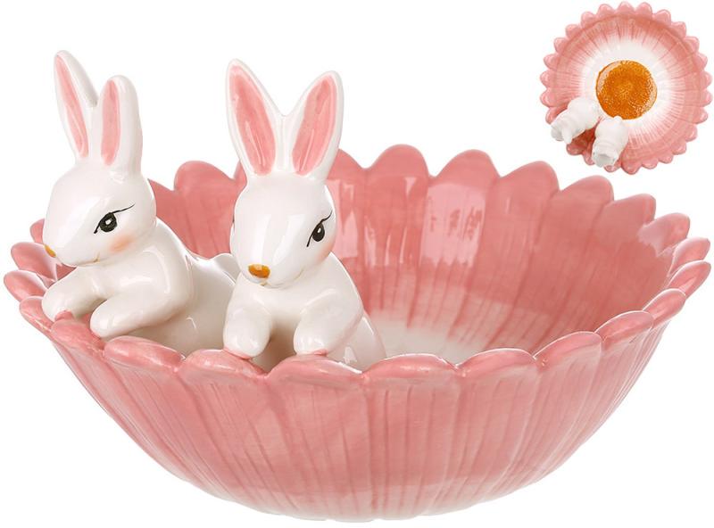 Пиала керамическая мыли кролики 21 см 700 мл Розовый