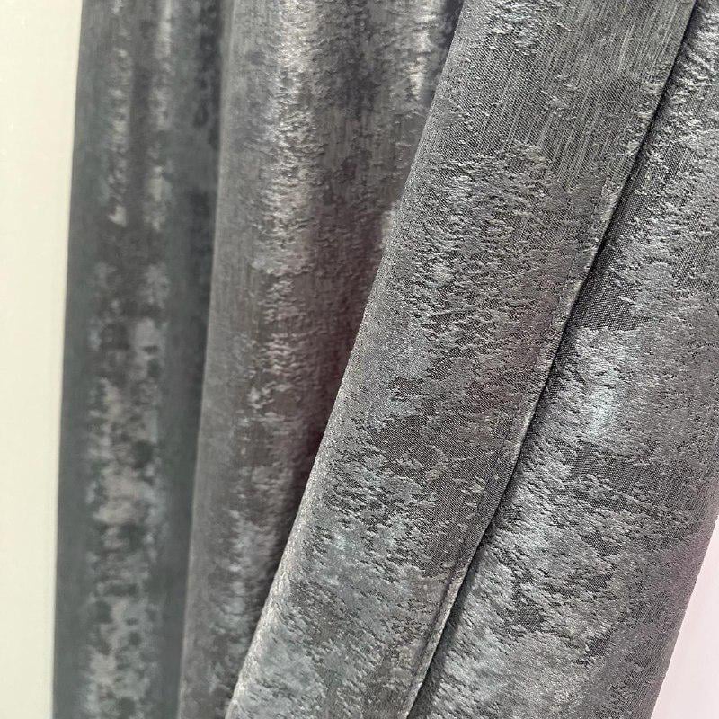 Шторы жаккардовые с мраморным узором среднее затемнение 1,5x2,7 м 2 шт. Графитовый (К1039-33) - фото 2
