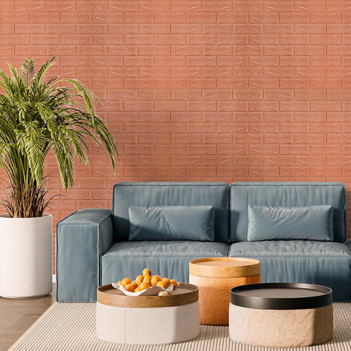 Панель 3D самоклеюча цегла 700x700x7 мм Пудровий (SW-00001800) - фото 5