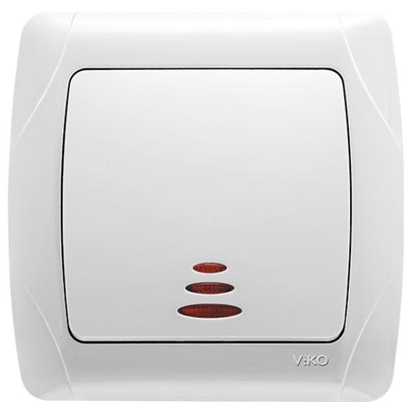 Выключатель одноклавишный Carmen с подсветкой Белый (90561019) Выключатель одноклавишный Carmen с подсветкой Белый (90561019)