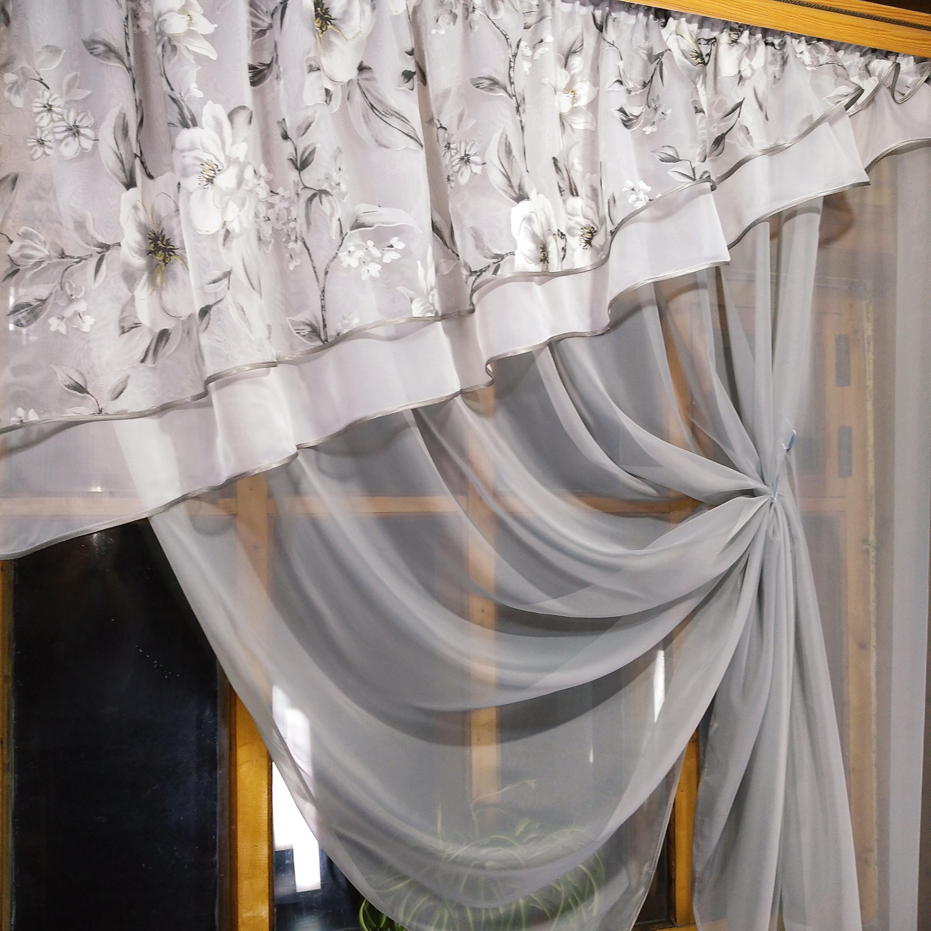 Занавеска кухонная короткая Алия Серый/Яблочный - фото 4 Занавеска кухонная короткая Алия Серый/Яблочный - фото 4